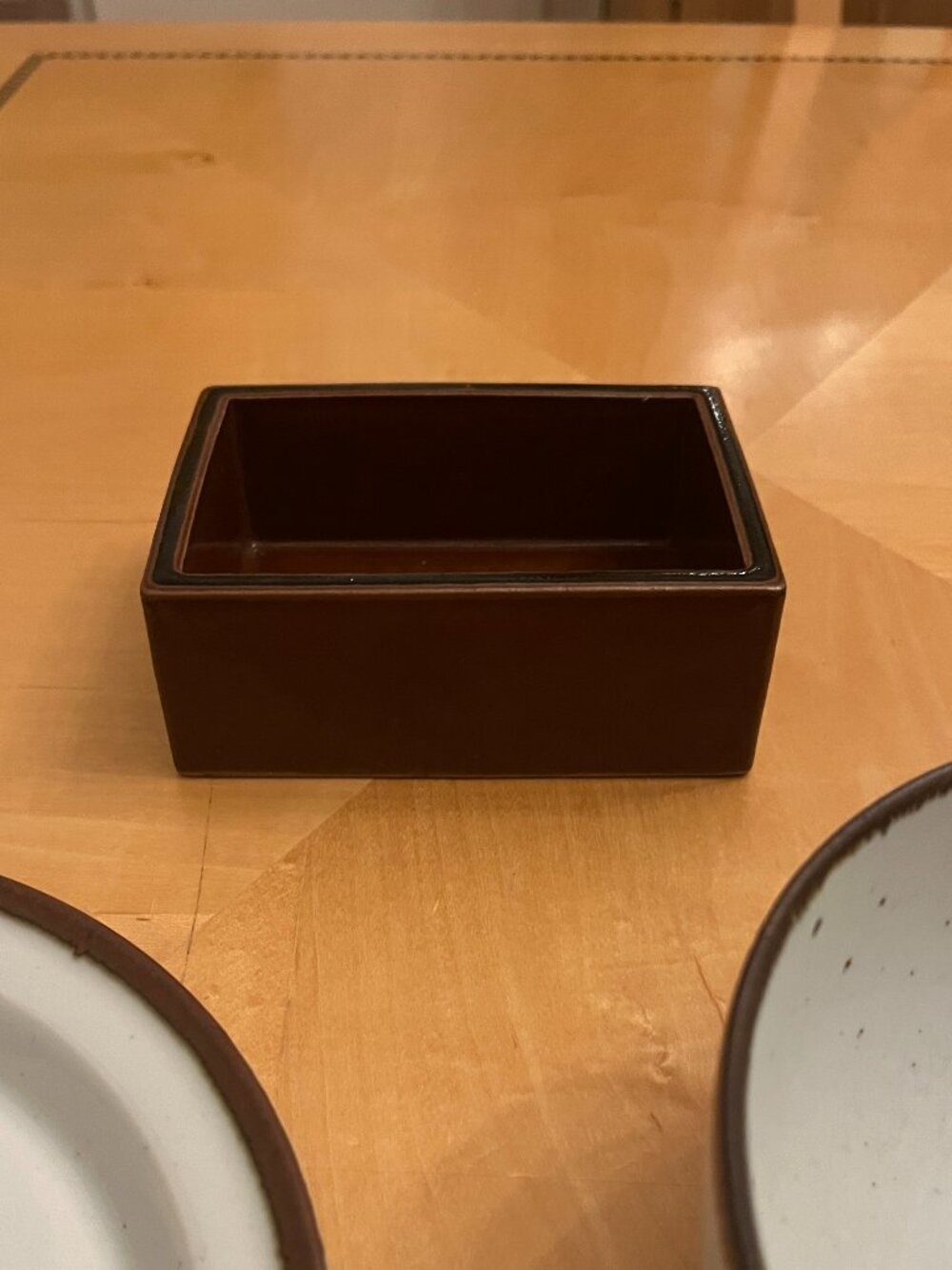 Vintage Dansk Brown and Black tea bag server? / butter dish?